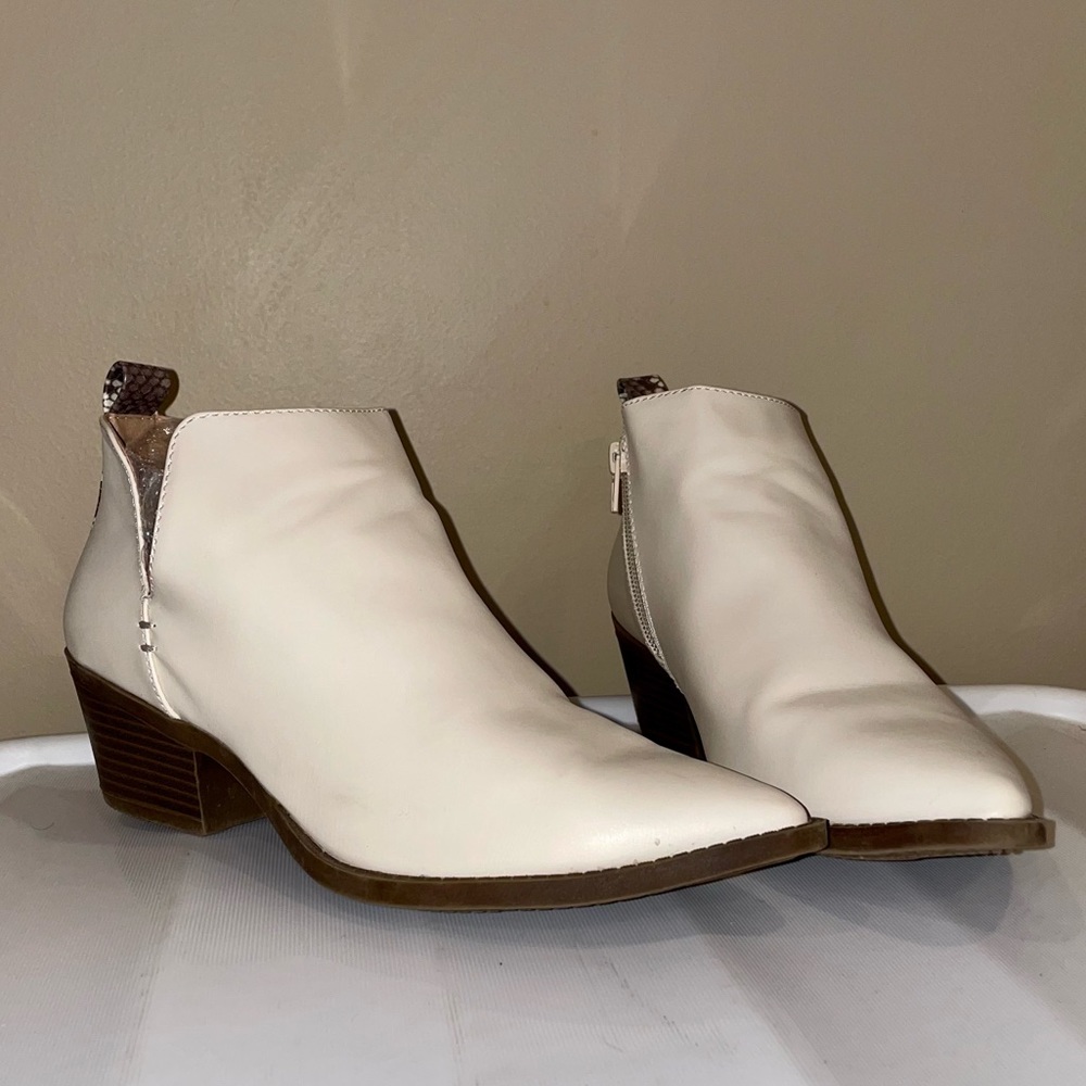 Cream Pointed Toe Ankle Bootie
